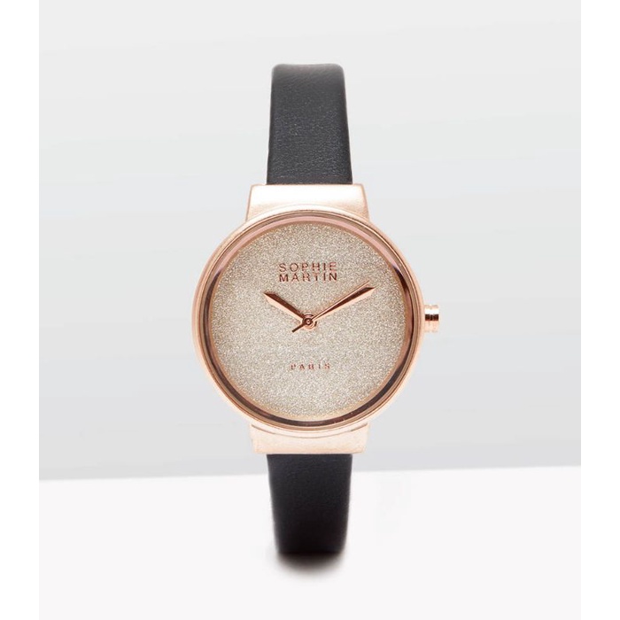 Jam Tangan Kulit Wanita Hitam Fashion Branded Mewah Claudine Black Original Sophie Martin Paris Prom