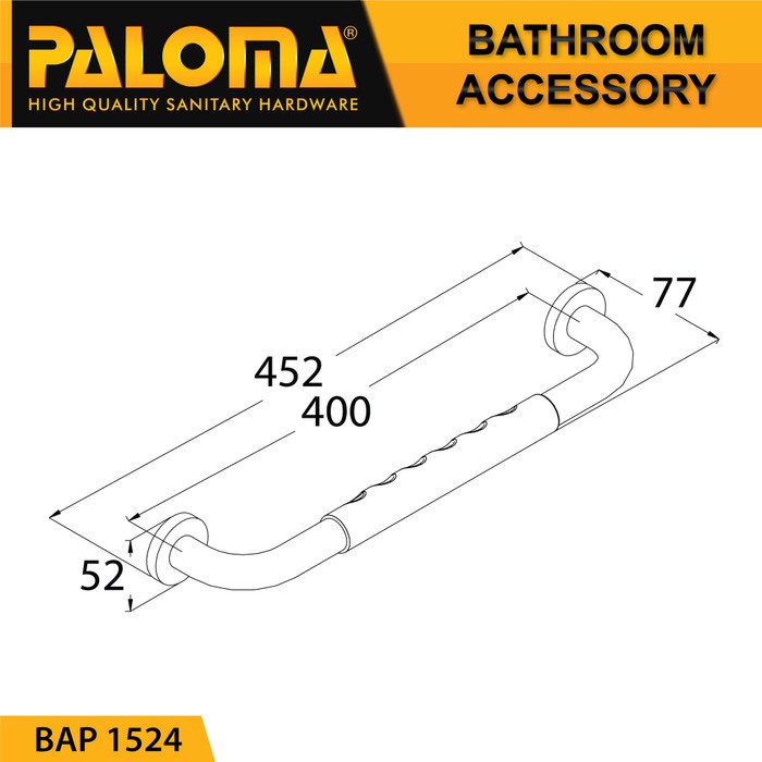 PALOMA BAP 1524 PEGANGAN BATHTUB GRAB BAR TOILET KAMAR MANDI 40CM