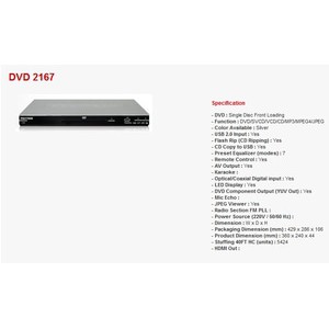 DVD PLAYER POLYTRON DVD 2167 (Garansi Resmi) Silver