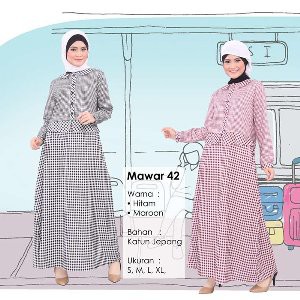 Promo Gamis Dress Muslim Qirani Fresh QDF Mawar 42 Limited