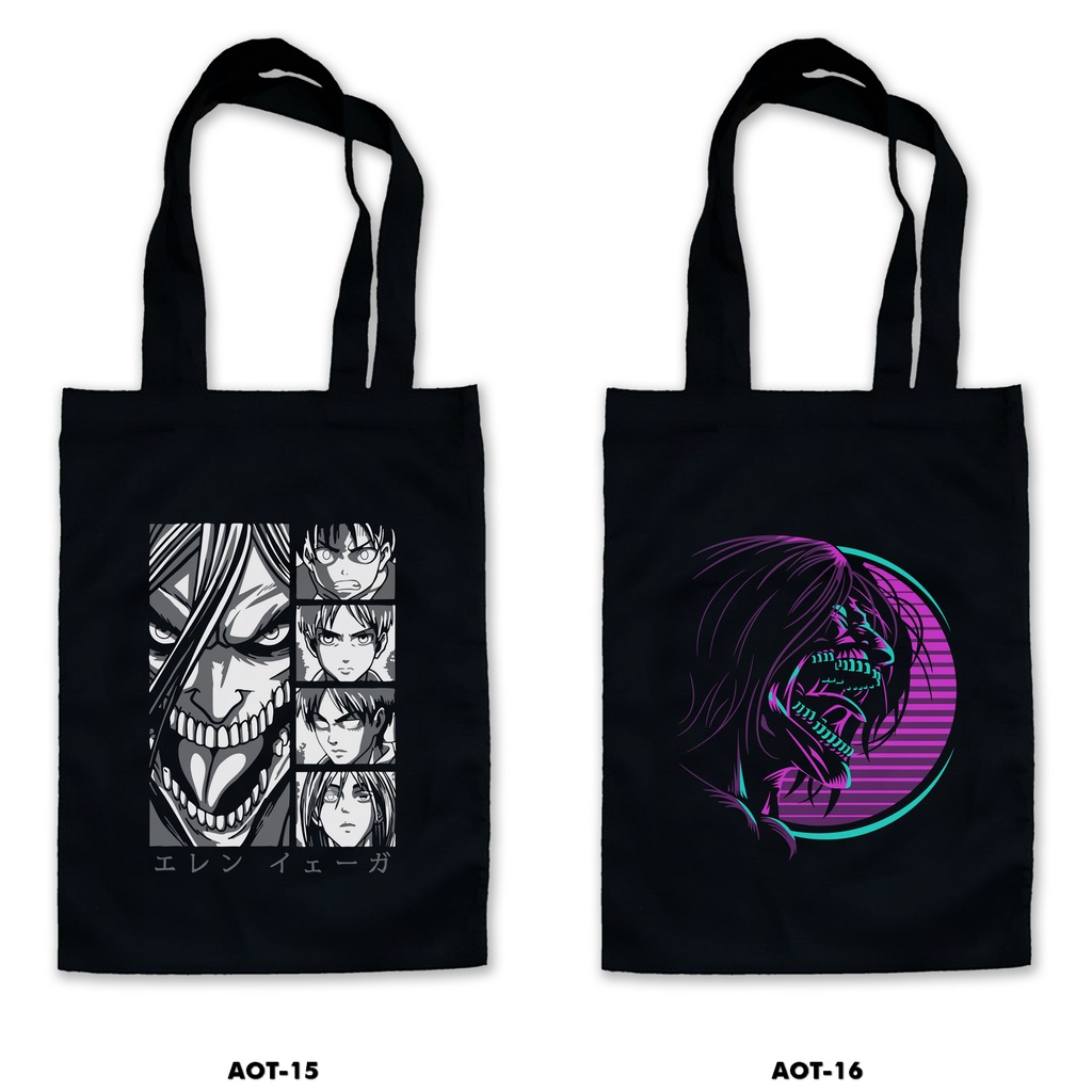 TOTE BAG HITAM - ATTACK ON TITAN /ANIME /MANGA 1