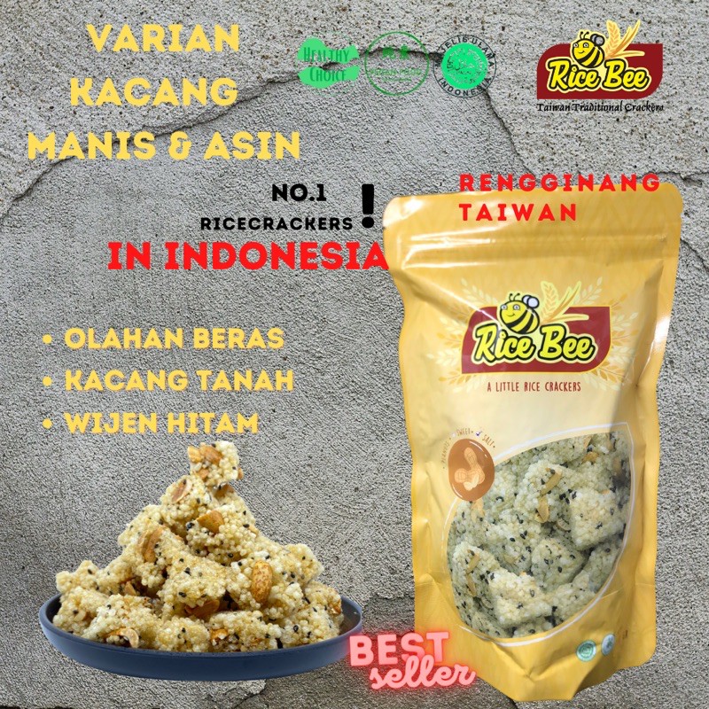 RiceBeeOriginal Pack / Rengginang Taiwan / Vegan Snack / Cemilan Sehat / Makanan Halal