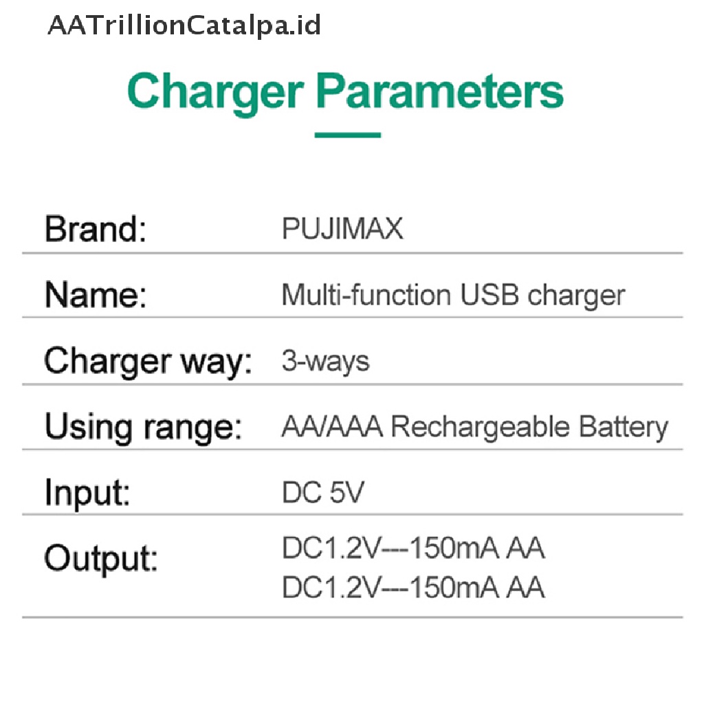 Case Adapter Charger USB Fast Charging 3 Slot Untuk Baterai AAA / AA