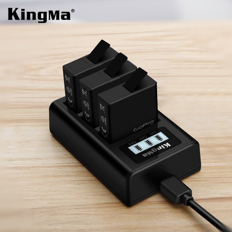 Charger Triple KINGMA GoPro Hero 7 / 6 / 5 - Charger LCD 3Channel Slot