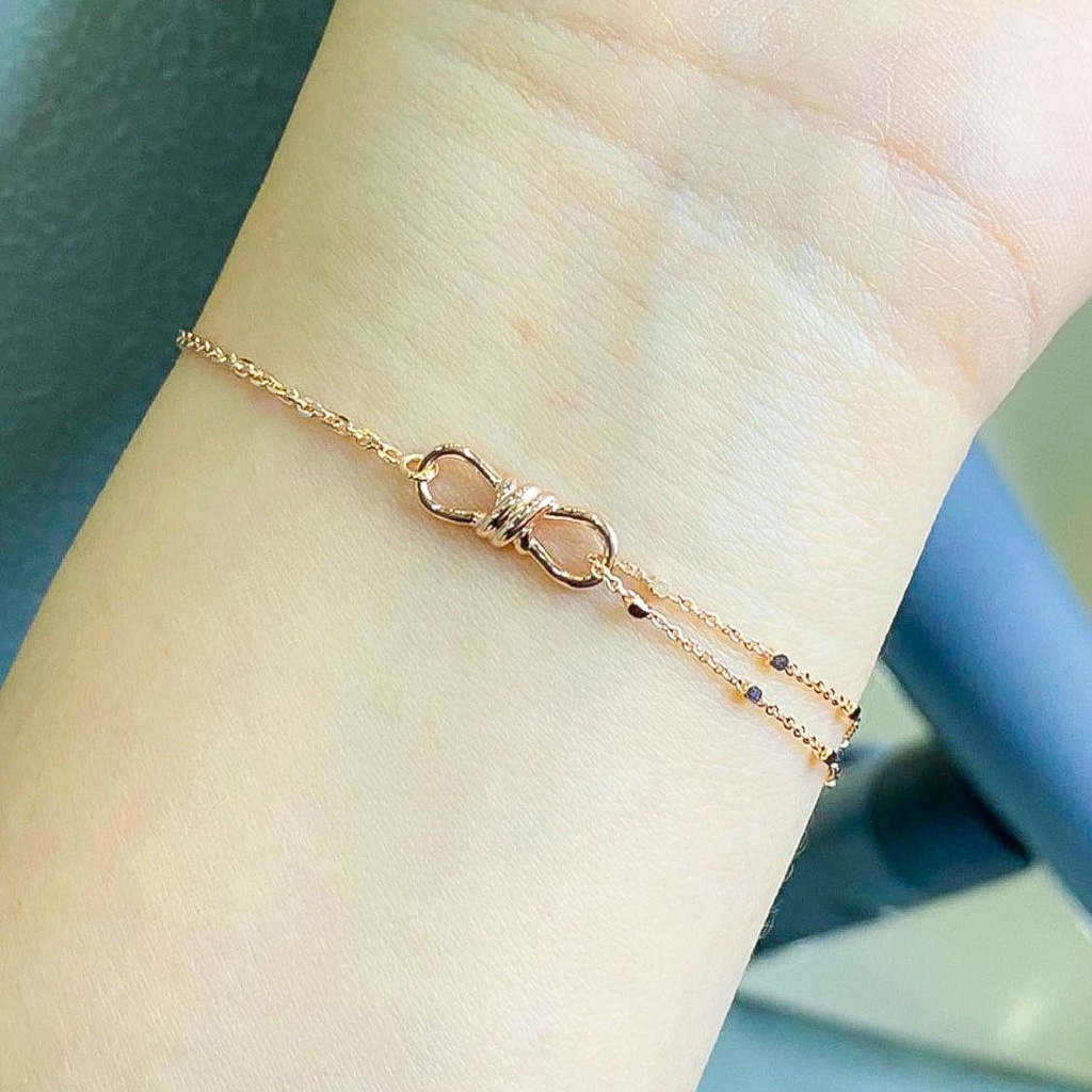 Rantai tangan anak dan dewasa emas asli kadar 750 75 17k rosegold gelang tali tiger 2 layer polo infinity interlocking cartie double tifannynco terbaru aesthetic korean padat manis