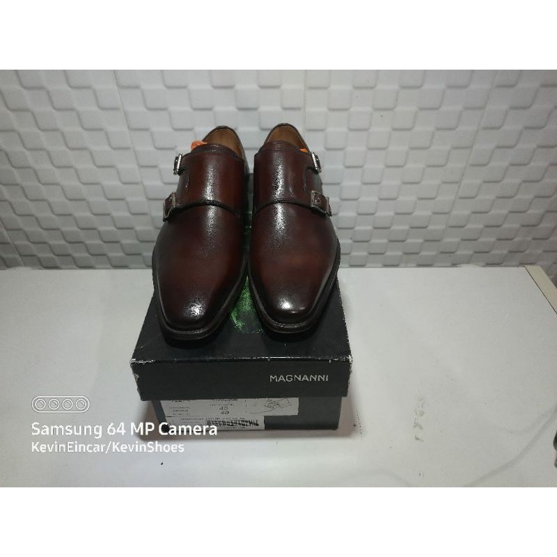 Sepatu Magnanni Doble Monk warna coklat ukuran 40
