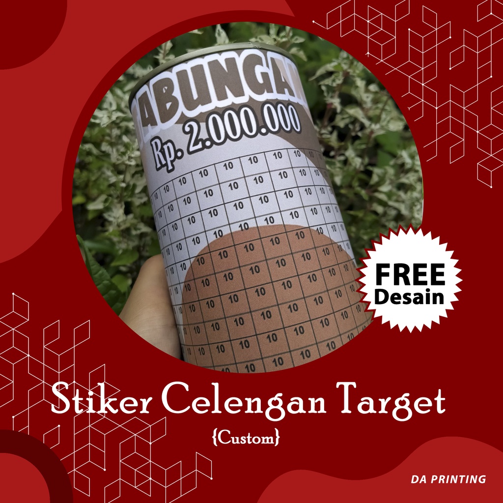 [DA PRINTING] Stiker Tabungan Target/Stiker Celengan Target Custom Viral