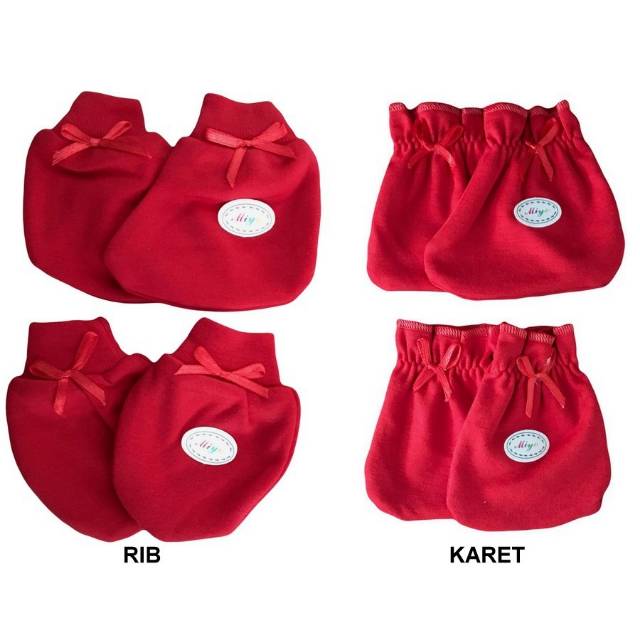 [TOMS] MIYO (1set) Sarung Tangan + Kaki STK MERAH / Kaos Kaki Bayi Baru Lahir / Baby Mittens &amp; Booties