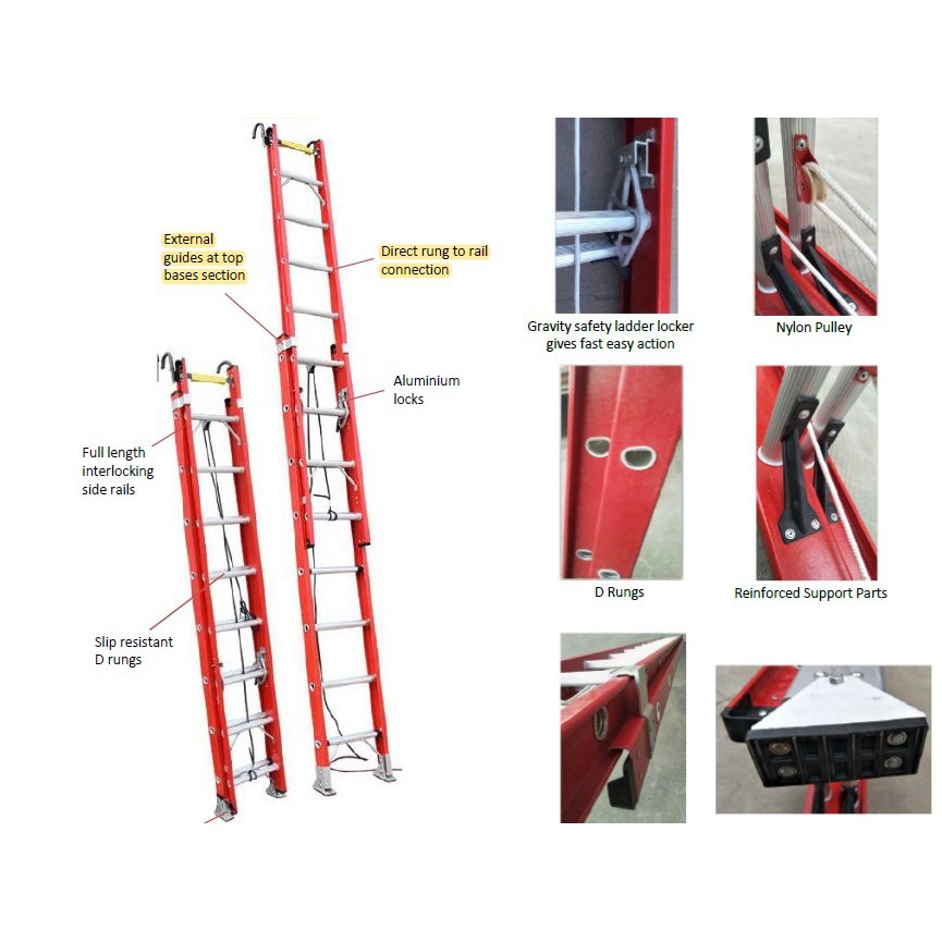 Tangga PLN Fiberglass 9.6 meter / Fiberglass Extension Ladder