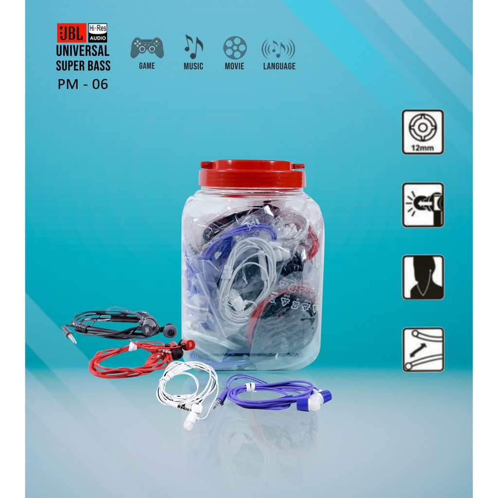 Paket Toples Isi 50 PCS Warna Campur Headset PM 06