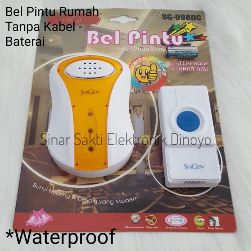 Bel Pintu Rumah / Door Bell SHIGEN Wireless Tanpa Kabel Waterproof DC BATERAI