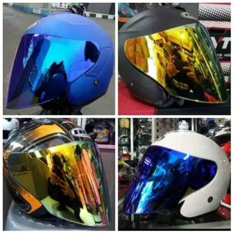 HELM KYT KYOTO SOLID BLUE DOF +VISOR RED GOLD