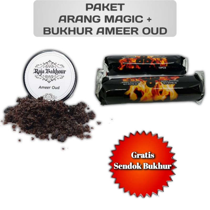 Paket Bukhur Ameer Oud + Arang Magic + Gratis Sendok Bukhur