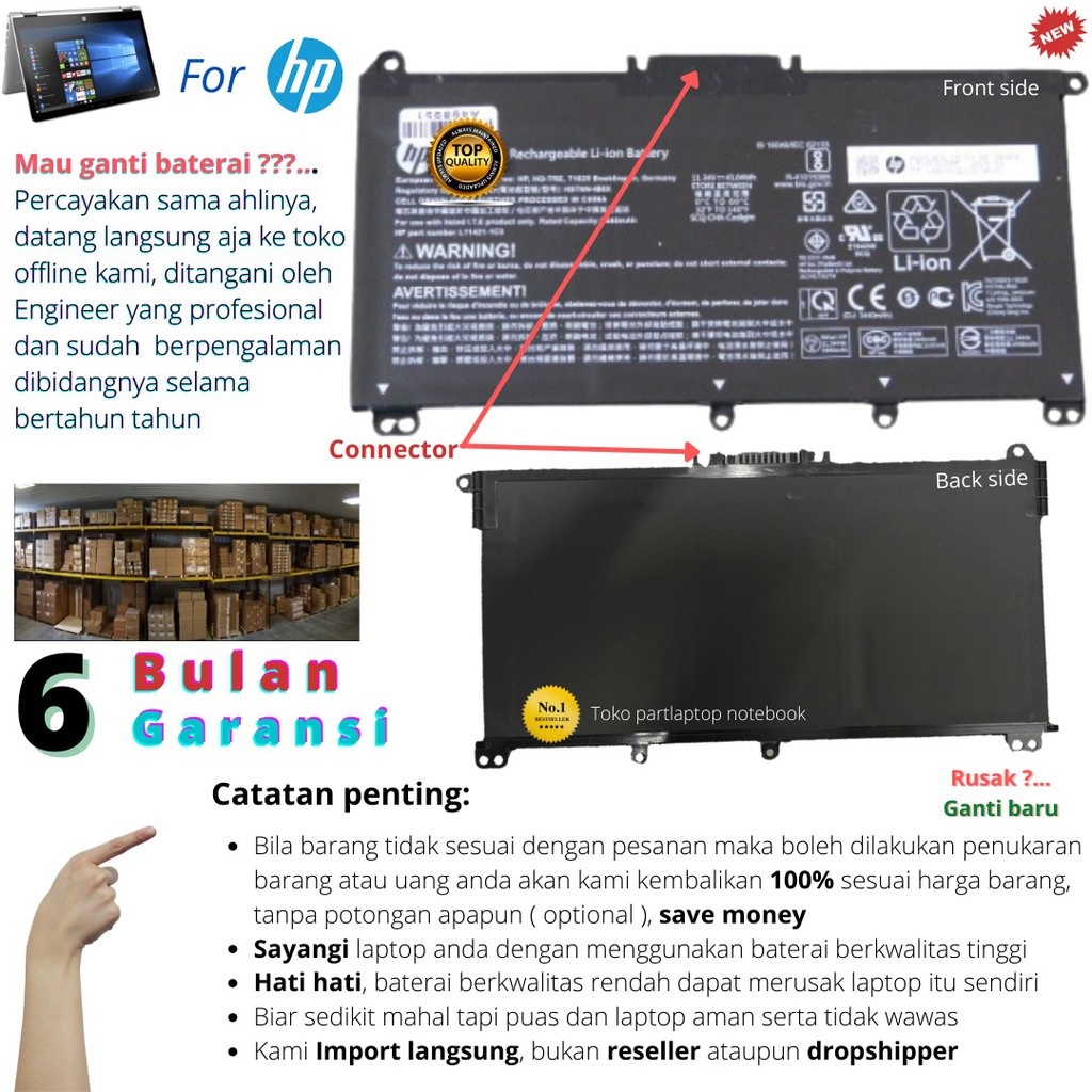 Baterai Laptop HP 14s-cf0045TX Notebook battery