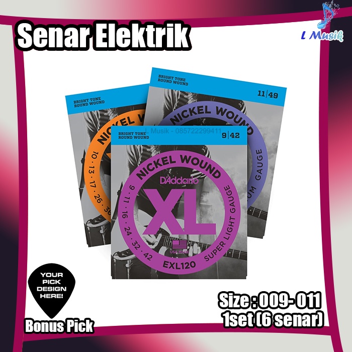 ORIGINAL SENAR GITAR D ADDARIO ELEKTRIK EXL120 - SENAR GITAR ELEKTRIK UKURAN 09