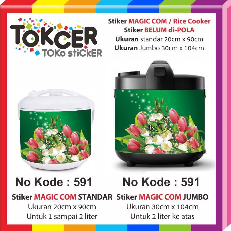 STIKER Magic Com / Rice Cooker Motif Kupu-kupu Warna