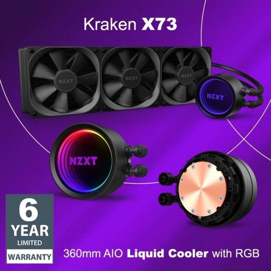 Hydro Cooling NZXT Kraken X73 360mm AIO RGB CPU Liquid Cooler GARANSI RESMI