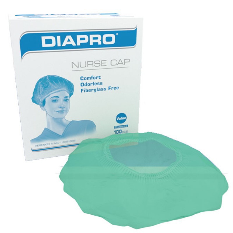 NURSE CAP DIAPRO . HAIR NET DIAPRO 1 BOX ISI 100 . TOPI PERAWAT / SUSTER / HAIRNET / MOBCAP