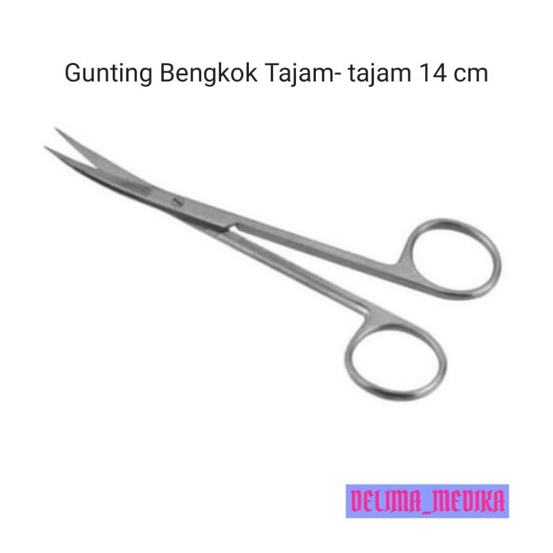 

Gunting Operasi Tajam - Tajam Bengkok 14cm Stainless Steel / Gunting Bengkok Tajam - Tajam Stainless Steel