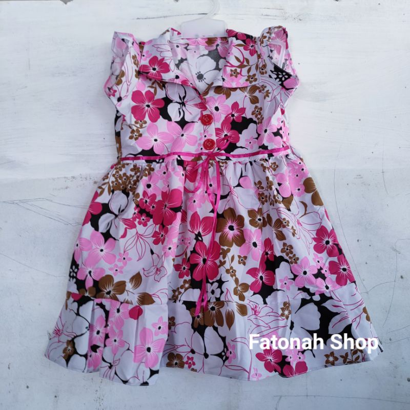 Dress anak 1 2 tahun motif bunga gaun anak cewek perempuan ( dress flowerina kancing)