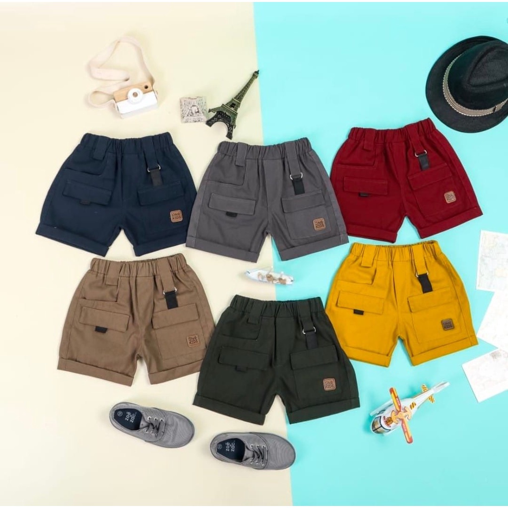 CILUKBA KIDS I CARGO SHORT PANTS Celana Cargo Bahan Baby Kanvas 1 - 10 Tahun