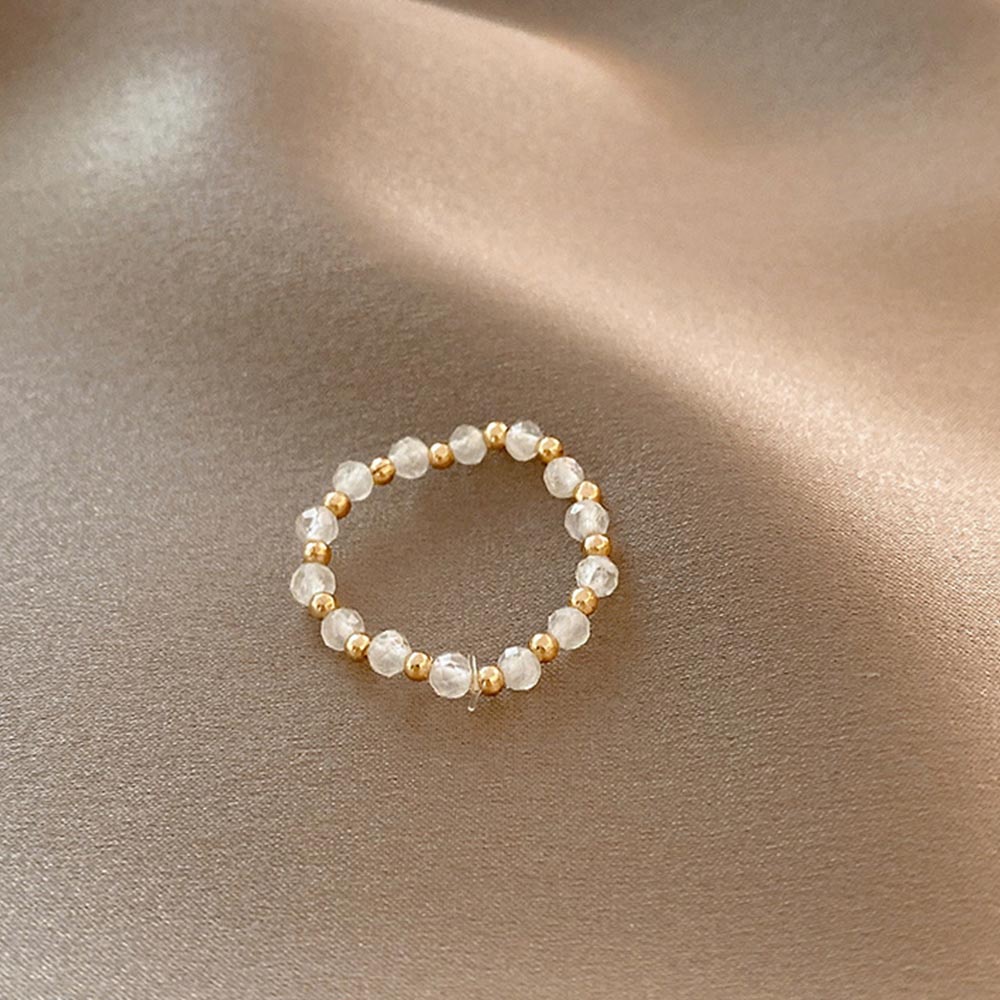 Handmade Cincin Geometris Multi Manik-Manik Elastis Buatan Tangan Untuk Wanita