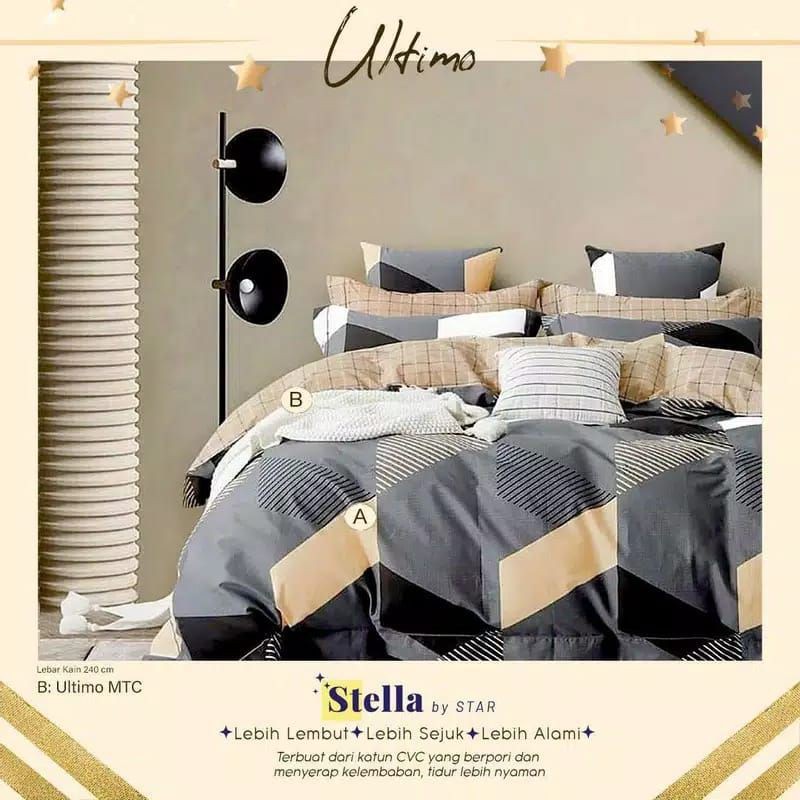 Bahan kain sprei meteran katun lokal CVC Stella motif abstrak geometri Ultimo
