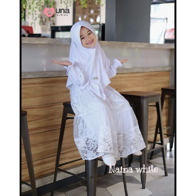 SET GAMIS ANAK NAINA SERIES KIDS JERSEY MIX BROKAT TILE TULLE DOTTY