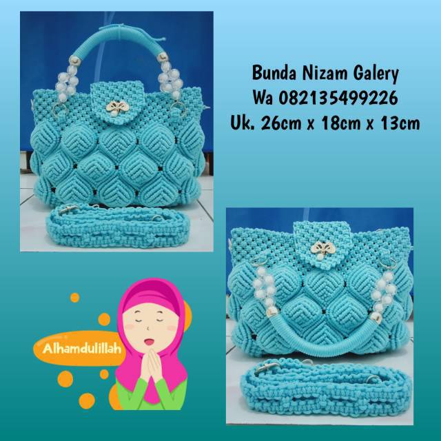 Tas tali kur motif daun timbul