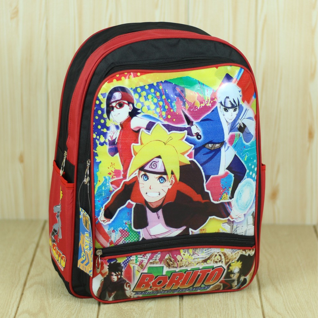 Tas Ransel Anak Laki Laki Motif Karakter Naruto Merah Tas Sekolah Kece Bahan Tebal Kuat Berkualitas