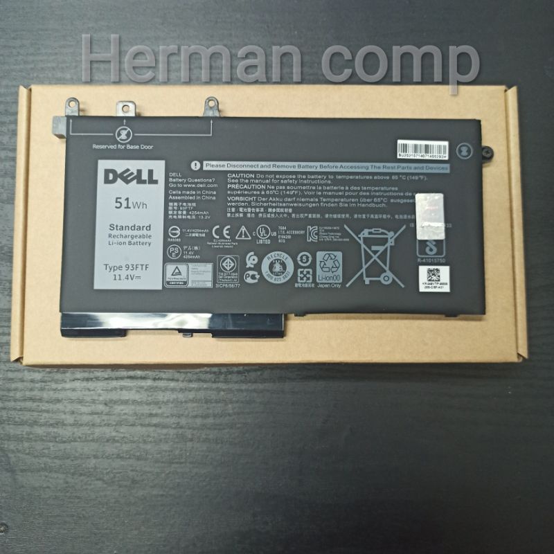 Original Baterai Dell Latitude 5280 5490 5491 E5280 93FTF