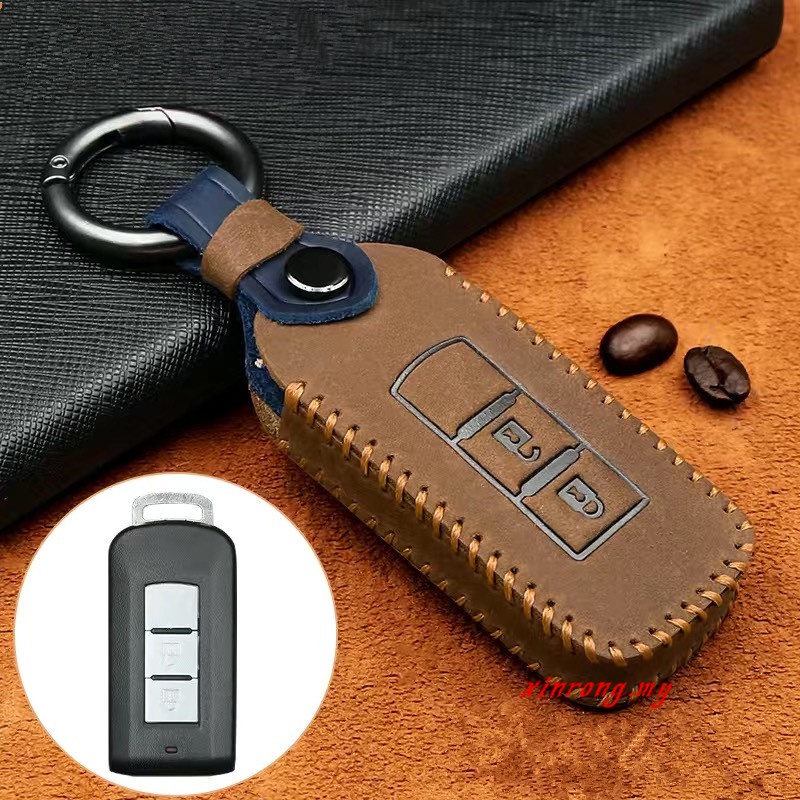 Casing Kunci Remote Mobil Keyless Bahan Kulit Untuk Mitsubishi Triton Outlander Mirage ASX Lancer