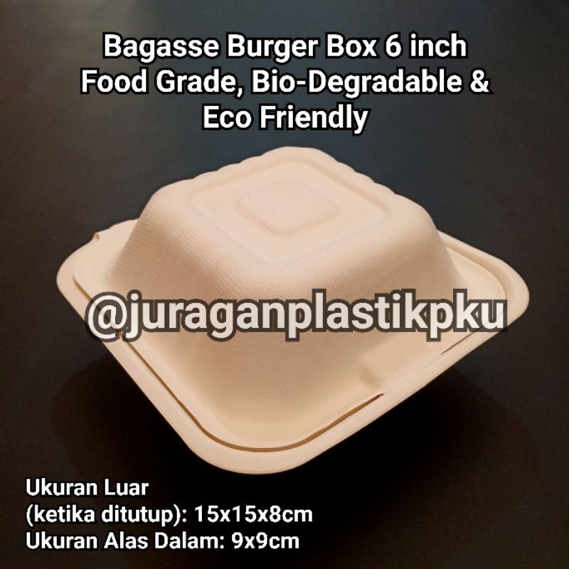 Bagasse Burger Box 6 inch 15x15 cm | Korean Lunch Box Cake / Bento Cake Korea / Kotak Kue Ultah Kpop