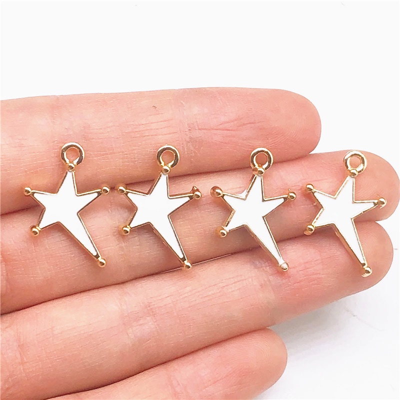 4pcs Liontin Gelang Anting Bentuk Bulan Bintang Bahan Alloy Charms