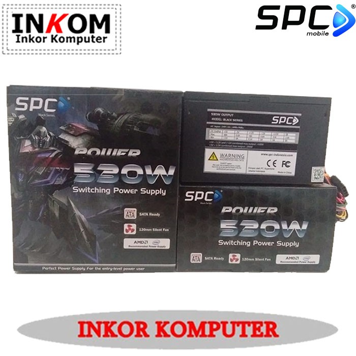 Power Supply PC Gaming PSU 530watt Merk SPC BONUS KABEL POWER