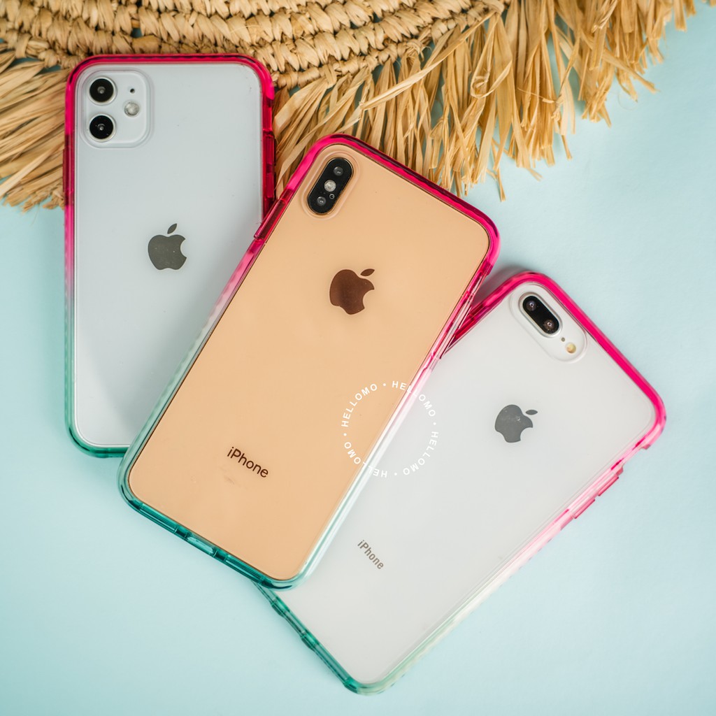 Case iPhone Impact Rainbow Premium Casing Akrilik Softcase Colourway Soft Case Anti Yellowing