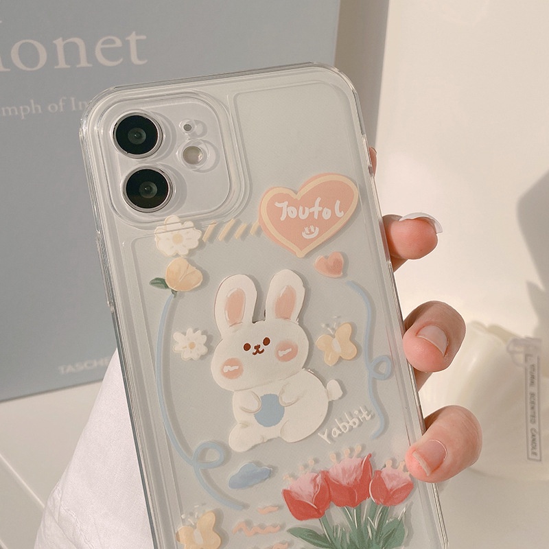 IPHONE Casing Hp Transparan Motif Kelinci Lucu Untuk Iphone6 7 8 PLUS X XR Xs11 12 13 14 MINI PRO MAX SE 2020