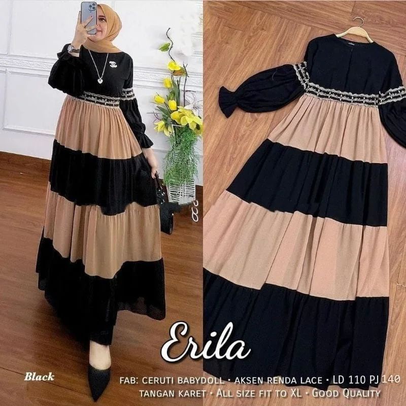 ERILA DRESS MC Bahan CERUTY BABYDOLL MIX PURING Dress Model Terbaru   BAJU DRES WANITA TERBARU KENIAN SIMPLE DAN ELAGAN BAJU DRES MODEL TERBARU 2022