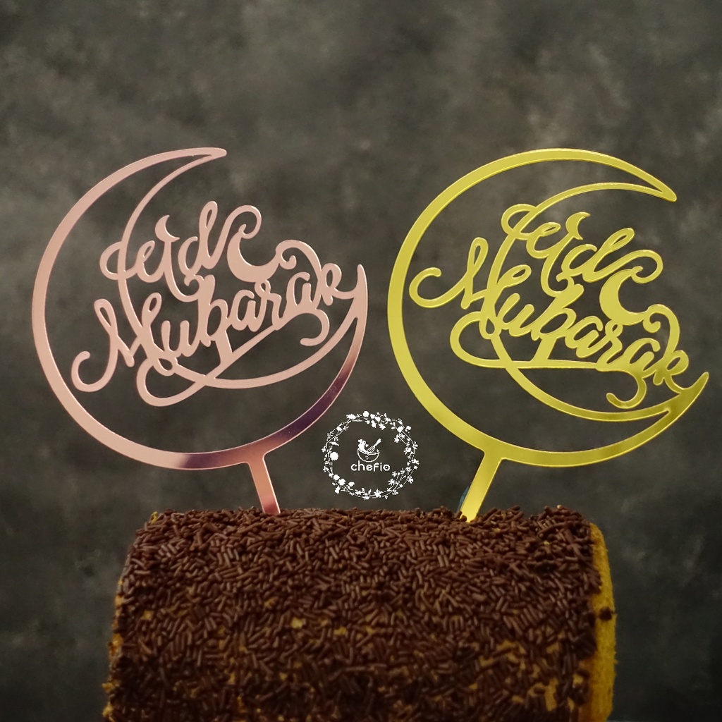 Chefio Cake Topper Lebaran Eid Mubarak Idul Fitri / Tusukan Hiasan Kue