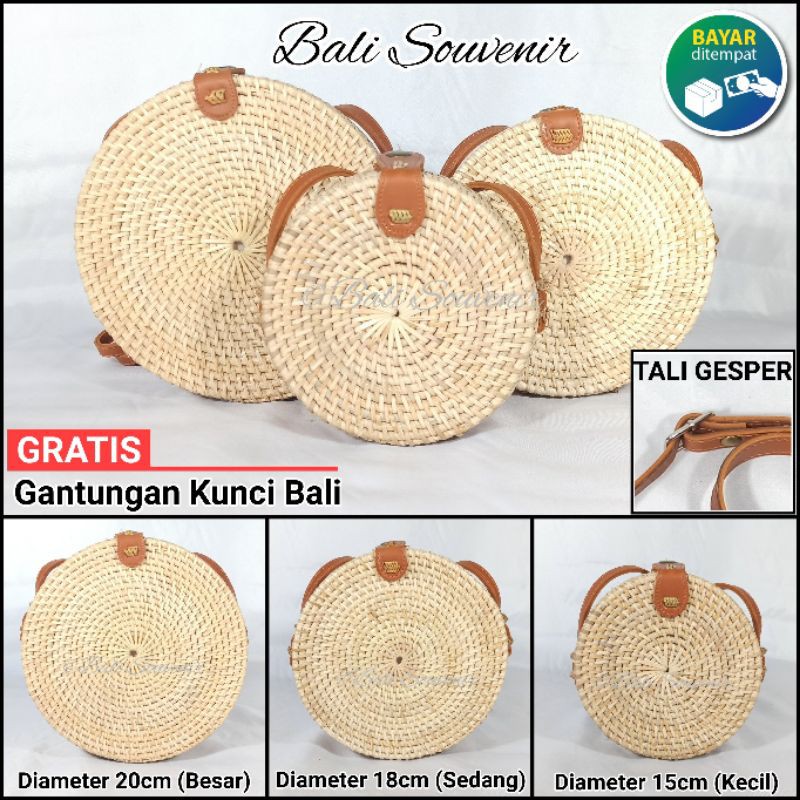 Tas Rotan Bulat Original PREMIUM Grade, Polos Natural