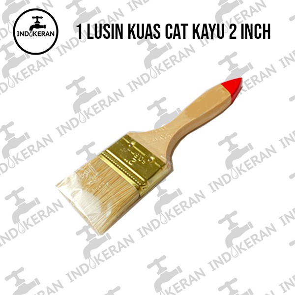 INDOKERAN - 2 Inch - Grosir Lusin Kuas Cat Gagang Kayu - High Quality