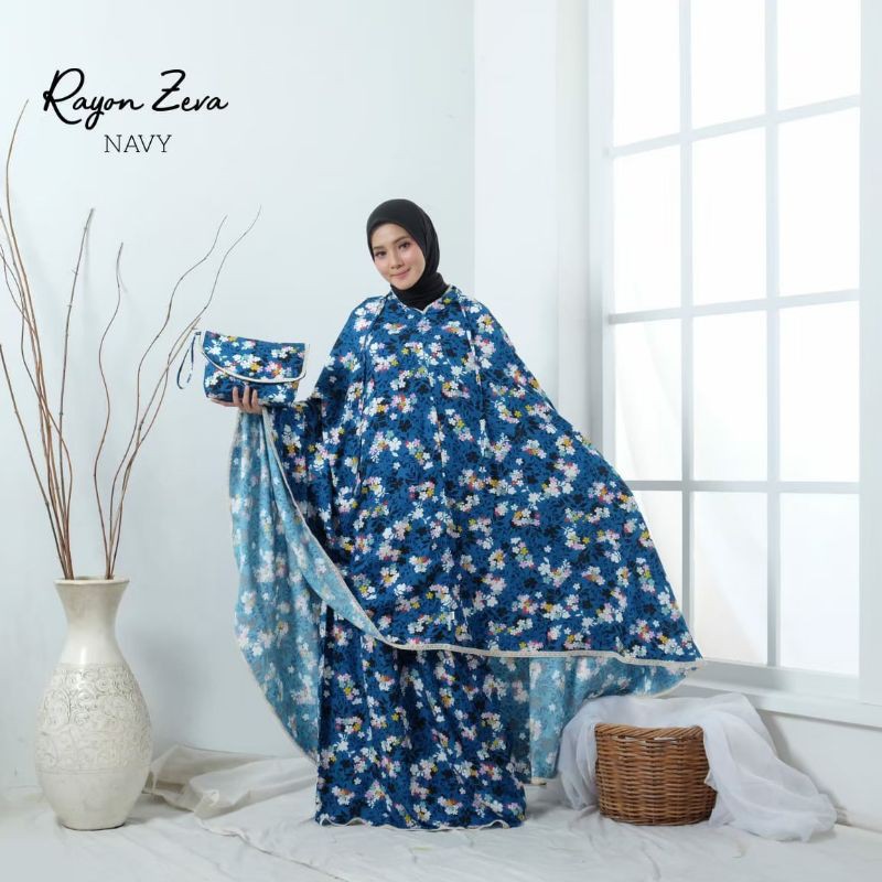 Mukena Dewasa 2in1 Rayon Bali Jumbo Resleting Depan/Dagu ZEVA