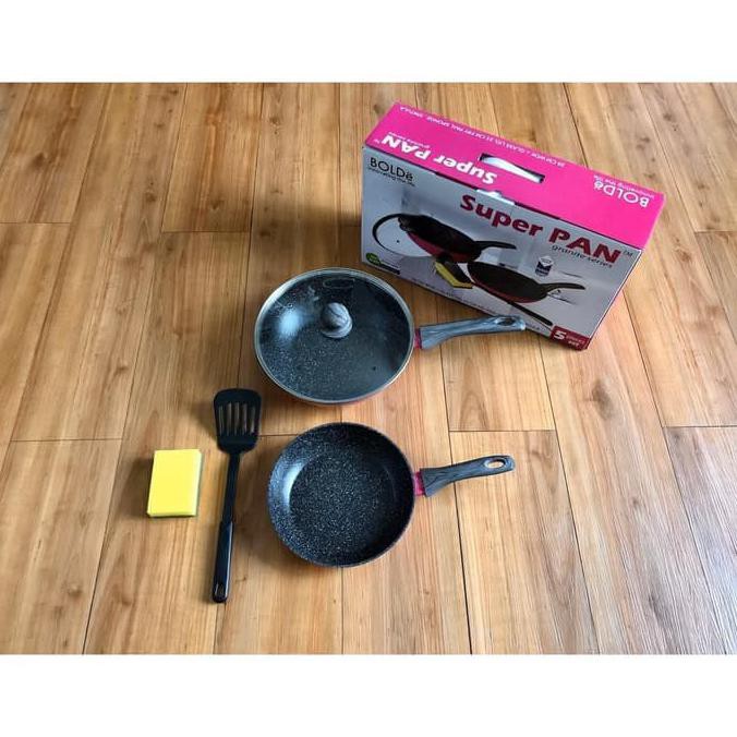 Super Pan Black Pink BOLDe Panci Granite Ceramic Cookware Set