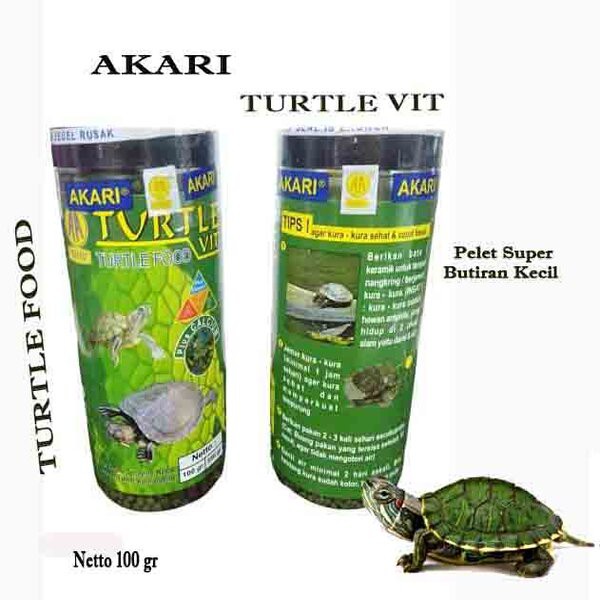 Akari Turtle Vit 100g 100 gr gram Pakan Makanan Pelet Pellet Kura Kura