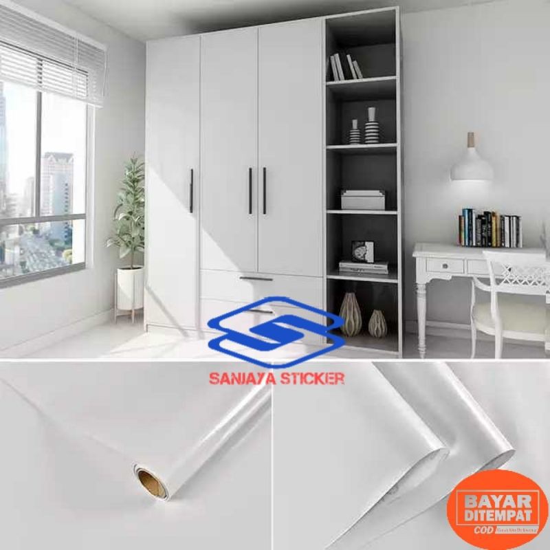 Skotlet Stiker lemari kichenset meja Sticker putih glossy anti air