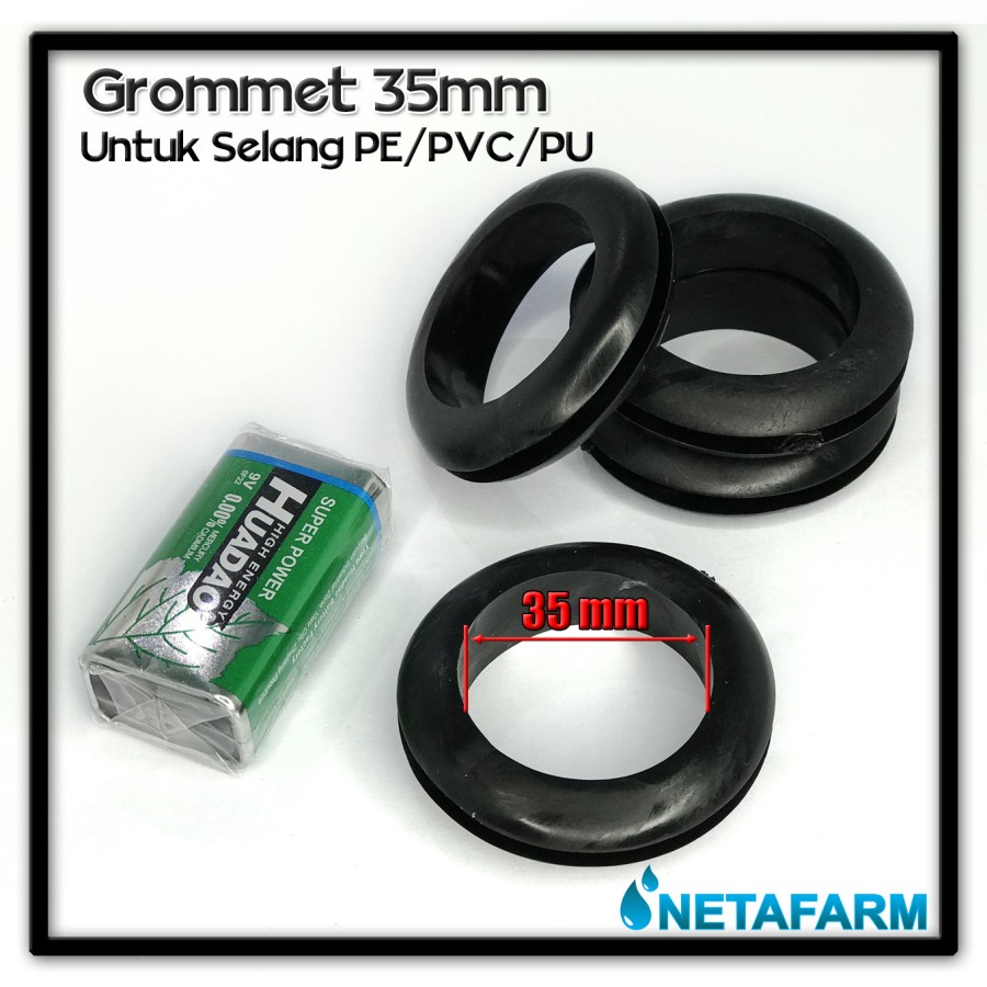 Grommet 35 mm hitam Untuk Selang PE, PU, PVC ( Satuan )