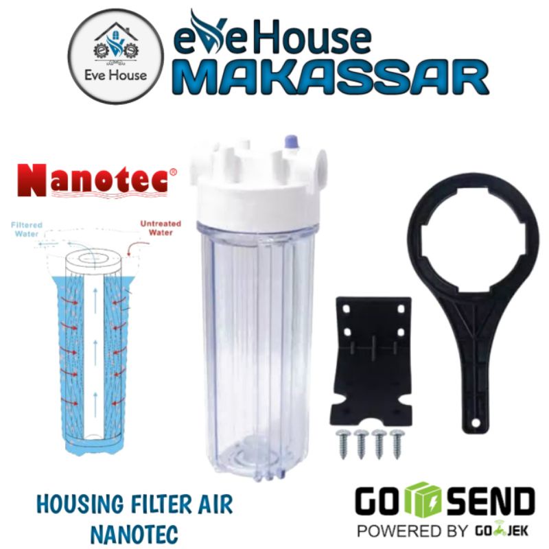 Makassar V71 Nanotech Housing tabung filter air Nanotec bening 10 inch alat penjernih air gratis packing