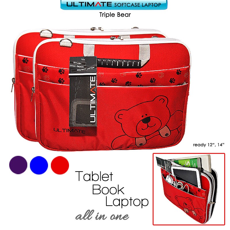 TAS LAPTOP PRIA DAN WANITA SOFTCASE ULTIMATE BEAR 12&quot; DAN 14&quot;