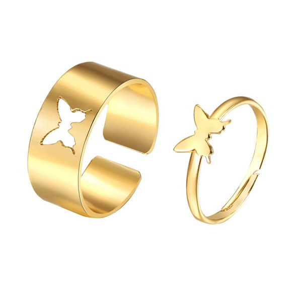 cincin 2pcs kupu kupu retro butterfly set rings (1g3) jci075