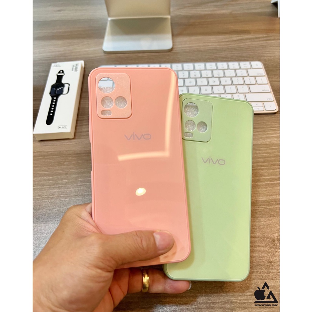 Premium Glass Case VIVO Y12 Y15 Y17 Y12S Y20 Y20I Y20S Y21 Y21S Y21A Y33S Y33T Y15S Y01 Y75 5G T1 5G With LOGO TEMPERED SOFTCASE KOREAN SILIKON Candy Mewah